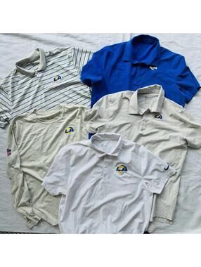 NIKE Mens Large L Los Angeles RAMS Dri-Fit Vapor Long Polo Blue White Lot Of 5